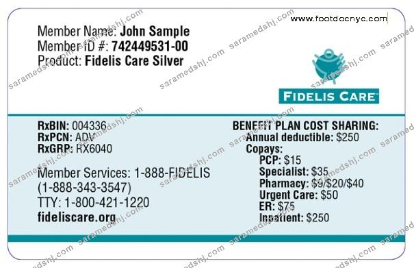 New York Fidels Care health insurance card